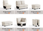 CHIC HOUSE Middle Module for Modular Couch, Corduroy Customizable Chaise - Image 3