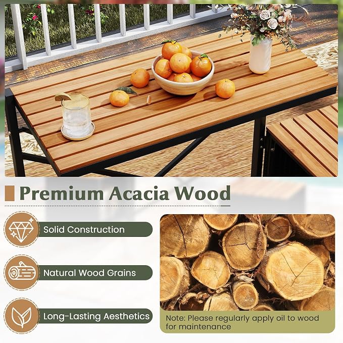 Tangkula 3-in-1 Convertible Bench Picnic Table, Outdoor Folding Table and - Image 6