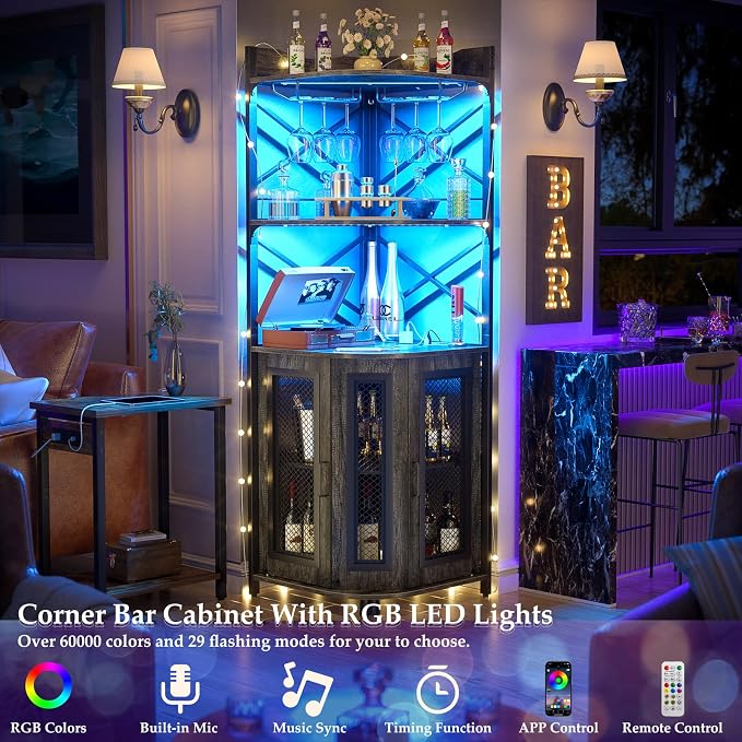 Aheaplus Corner Bar Cabinet - Image 4