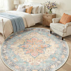 RELEANY Washable Area Rug, Round 6ft, Water Repellent, Pet Friendly, Vintage - Image 3