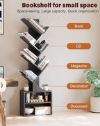 SUNMORY 6 Tier Tree Bookshelf, Small Bookcase - Image 3