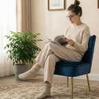Velvet Accent Chair Set of 2 Comfy Living Room Chair Armless Slipper Chair Mid - Image 4