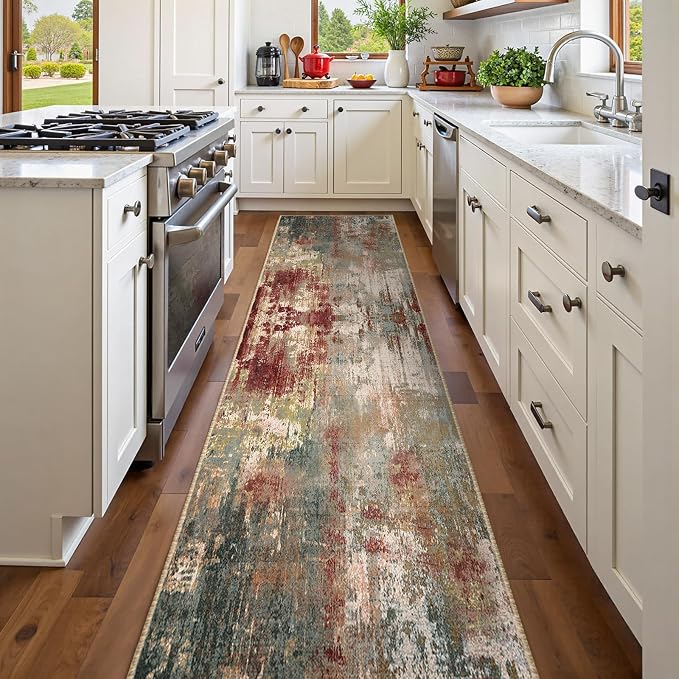 RELEANY Washable Runner 2'x10' Abstract Area Rug - Image 3