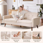 Tbfit 77.2" W Linen Sofa Couch, Mid Century Modern Decor Loveseat Couches - Image 5