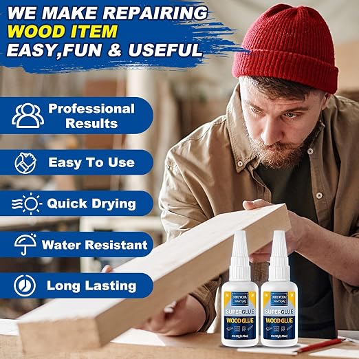 Meuvcol Extra Strong Wood Glue, 100g Fast Drying Clear Wood Adhesive - Image 3