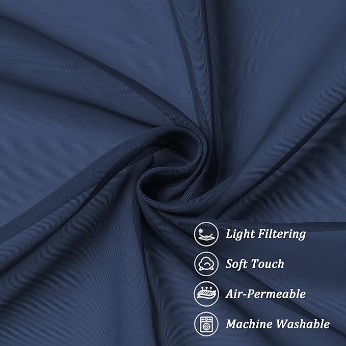 Chyhomenyc Voile Sheer Curtain Panels 54in Long 2 Pack, Short Bathroom Window - Image 7