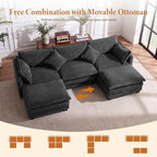 Vesgantti 109" U Shaped Cloud Sectional Sofa, Comfy Corduroy Upholstered - Image 7