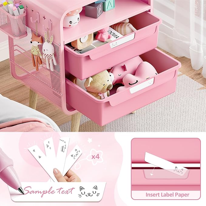 SYKIARIOL Pink Nightstand, Cute End Table - Image 7