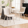 YOUNUOKE Mid-Century Modern Dining Chairs Set of 2, Cream PU Leather by YOUNUOKE