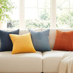 Topfinel Corduroy Pillow Covers 20x20 Blue and Orange Decorative Boho Pillow - Image 3
