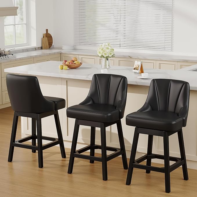 YaFiti Swivel Bar Stools Set of 3, 26 Inch Counter Height Bar Stools - Image 7