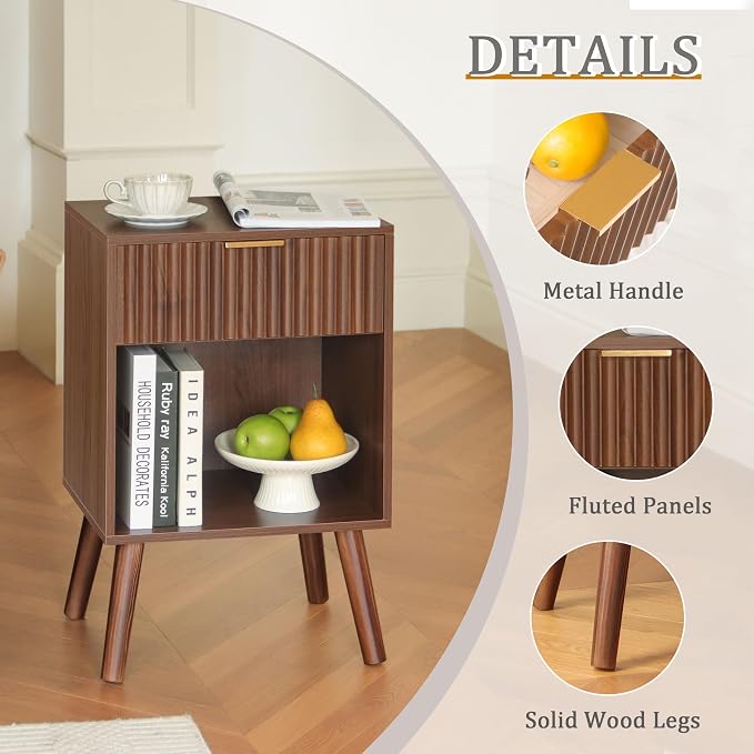 Fultyle Walnut Nightstand, Modern Night Stand - Image 4