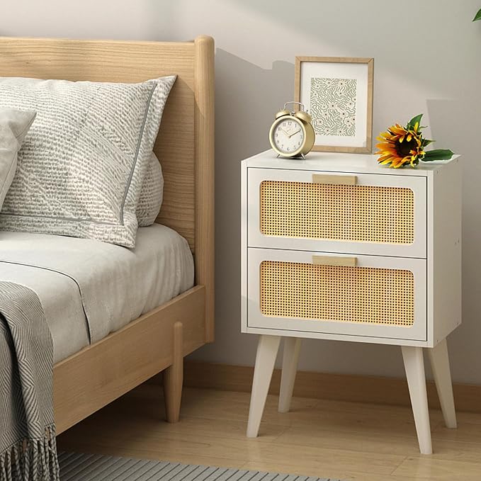 YAUKOMEL White Nightstand, Wood End Table, Side Table - Image 5