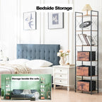 HCHQHS Narrow Bookshelf, Adjustable 6-Tier Industrial Bookcase, Rustic Open - Image 3