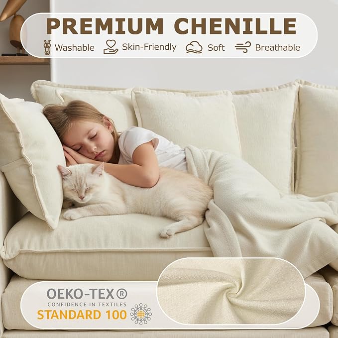 113” Modular Sectional Sofa, L Shaped Cloud Couch - Image 4
