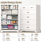 FJTJBSI Dresser with Power Outlets Wooden 6 Drawer Dresser with Large Organizer - Image 7