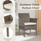 FDW 3 Piece Outdoor Furniture Set Patio Gray Wicker Chairs Furniture Bistro - Image 4