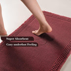 RESARE Waffle Bath Mat for Bathroom Non Slip Bathroom Rugs 17"x24" Dark Red | - Image 3