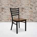 Flash Furniture 2 Pack HERCULES Series Black Ladder Back Metal Restaurant Chair - Image 2