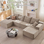 140" Sectional Cloud Couch for Living Room, Modular Floor Deep-Seat Sofa - Image 7