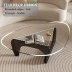 Mid-Century Modern Coffee Table, Tempered Glass Top & Natural Wood Base - Image 5