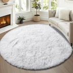 White Round Area Rugs 5ft, Soft Bedroom Circle Rug Floor Mat - Image 5