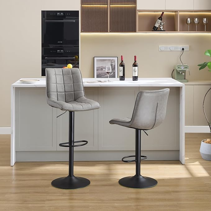 FIRAVOE Swivel Bar Stools Set of 2, Modern Adjustable Bar Stools - Image 8