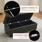 WUTUTUEE 50" Faux Leather Storage Ottoman Bench, End of Bed Upholstered - Image 3