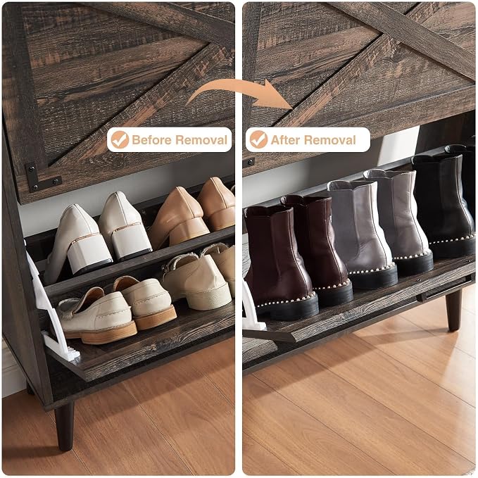 Barnyatoh Shoe Storage Cabinet, Farmhouse Shoe Organizer - Image 4