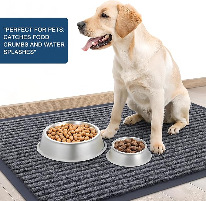 OLANLY 2-Pack Front Door Mats 47x32, Waterproof Heavy-Duty Doormats | Grey - Image 6