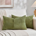 Fancy Homi 2 Packs Moss Green Long Lumbar Decorative Throw Pillow Covers 16x24 by Fancy+Homi