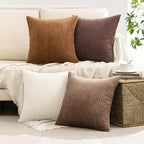 MIULEE Fall Corduroy Decorative Throw Pillow Covers Brown Series 20x20 | Set of - Image 2
