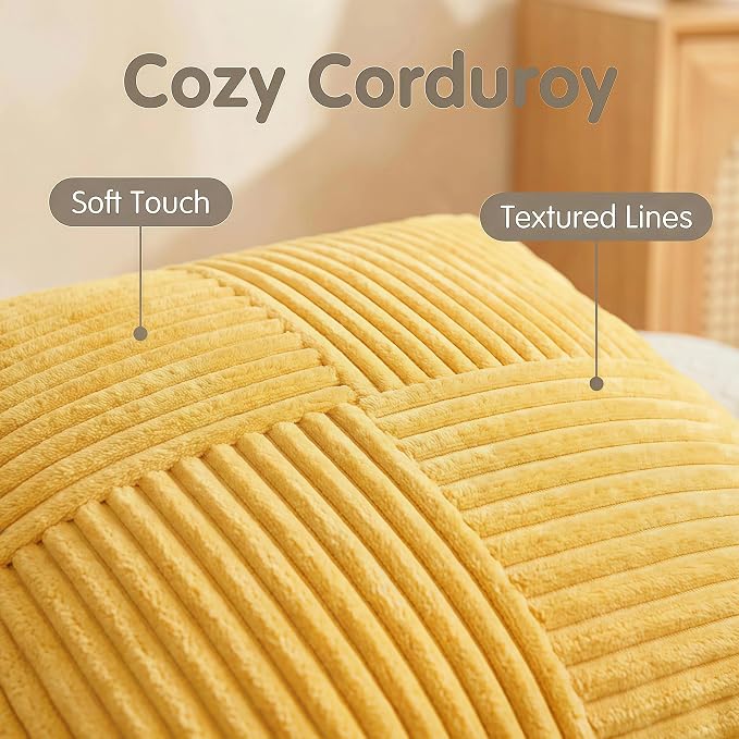 Fancy Homi 2 Packs Yellow Long Lumbar Decorative Throw Pillow Covers 12x24 Inch - Image 4