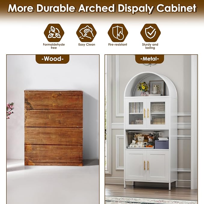 VEXPOR 73" Tall Arched Kitchen Pantry Cabinet - Image 3
