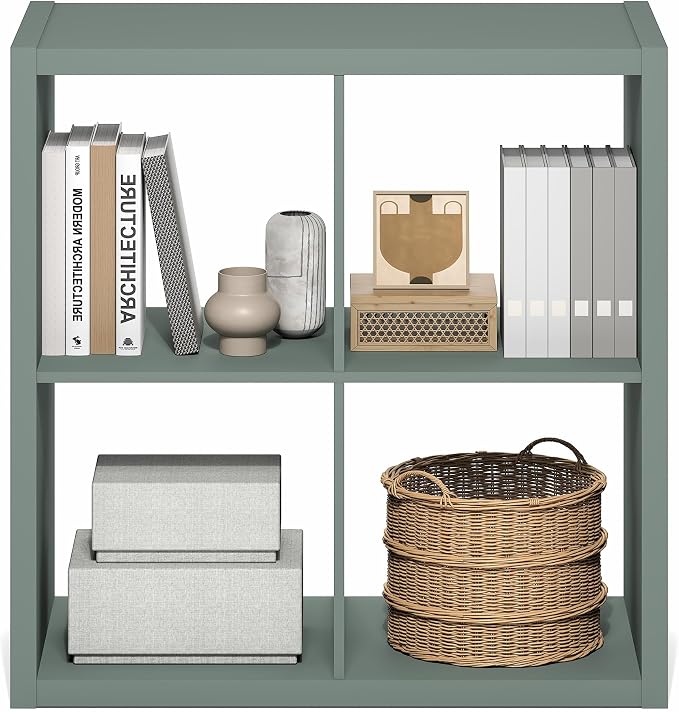 Furinno Cubicle Book Shelf, 4-Cube Bookshelf, Extra Thick Frame Reversible - Image 6