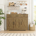 HOSTACK Modern Farmhouse Buffet Sideboard Cabinet, Barn Doors Storage Cabinet - Image 4