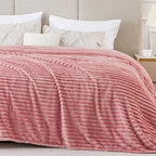 BEDELITE 3D Ribbed Jacquard Pink King Size Blankets by BEDELITE