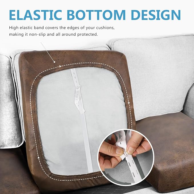 ANARACHON Leather Look Couch Cushion Covers Sofa Seat Slipcovers Sets Couches - Image 3