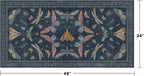 Dark Blue 2x4 Non Slip Bathroom Rug, Washable Vintage Boho Insect Carpet - Image 2