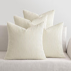 MIULEE Soft Corduroy Decorative Throw Pillow Covers Cream White 18x18 | Set of 4 by MIULEE