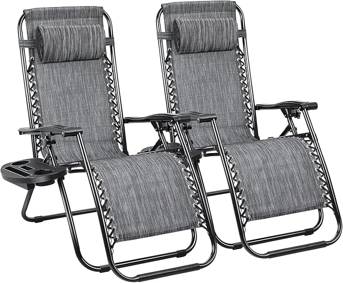 Devoko Patio Zero Gravity Chair Outdoor Folding Adjustable Reclining Chairs - Image 10