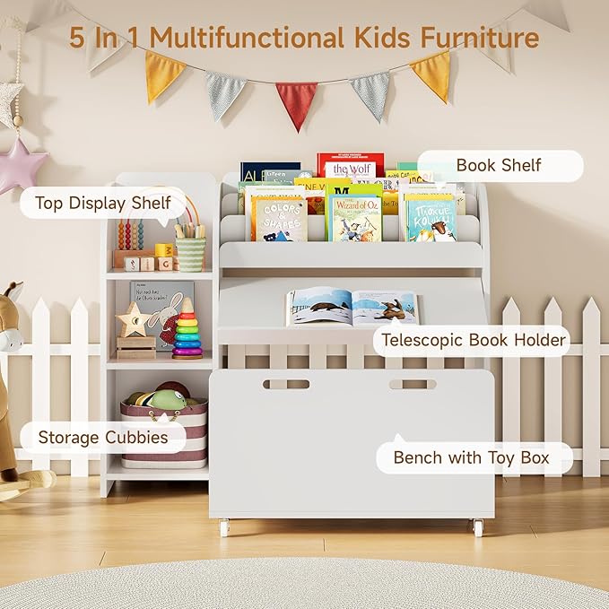 ONBRILL Kids Bookshelf and Toy Storage Organizer - Image 4