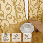 Furman Cafe Curtains 24 Inch Length 2 Panels Set, Elegant Geometric Jacquard - Image 2