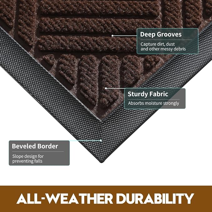Front Door Mat, Heavy Duty Waterproof Doormat 47.5"x35.5", Stain Fade Resistant - Image 3