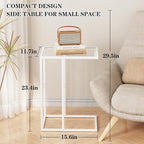 Easy Paws Small C Shaped Table for Sofa, Glass Couch Sofa Tray Snack Table for - Image 3