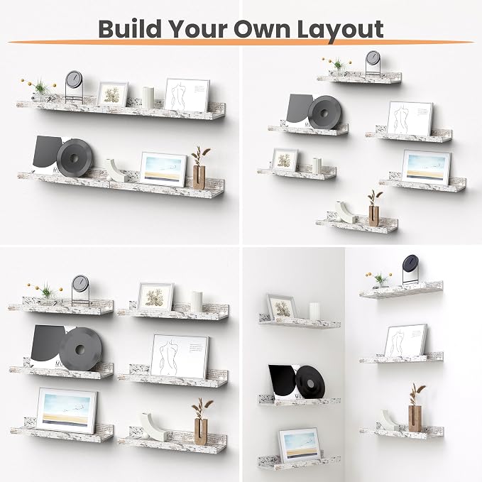 upsimples Floating Shelves for Wall, Wall Shelves for Decor Storage Set of 6 - Image 4