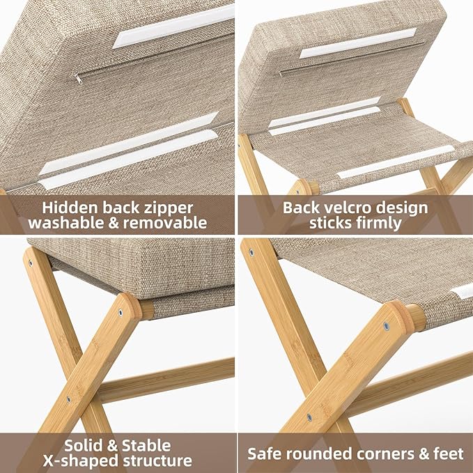 BAMBOOHOMIE Foldable Foot Stool Ottoman, Modern Foot Rest - Image 5
