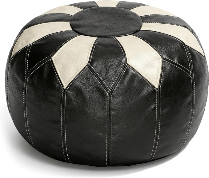 Thgonwid Unstuffed Moroccan Faux Leather Pouf Ottoman by Thgonwid