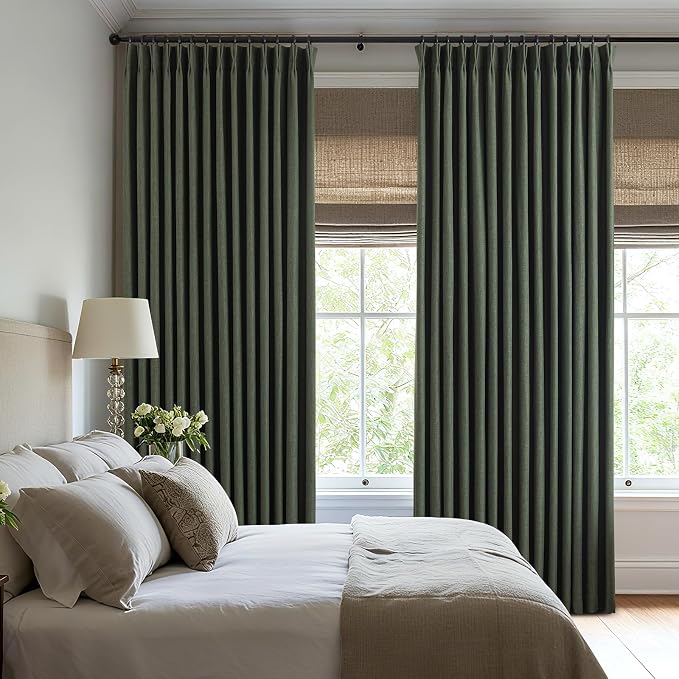 Pinch Pleated Linen Curtains 100% Blackout 84 Inches Long - Image 4