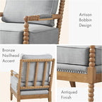 Madison Park Donohue Midcentury Modern Accent Chairs Padded Solid Wood Armrest - Image 5